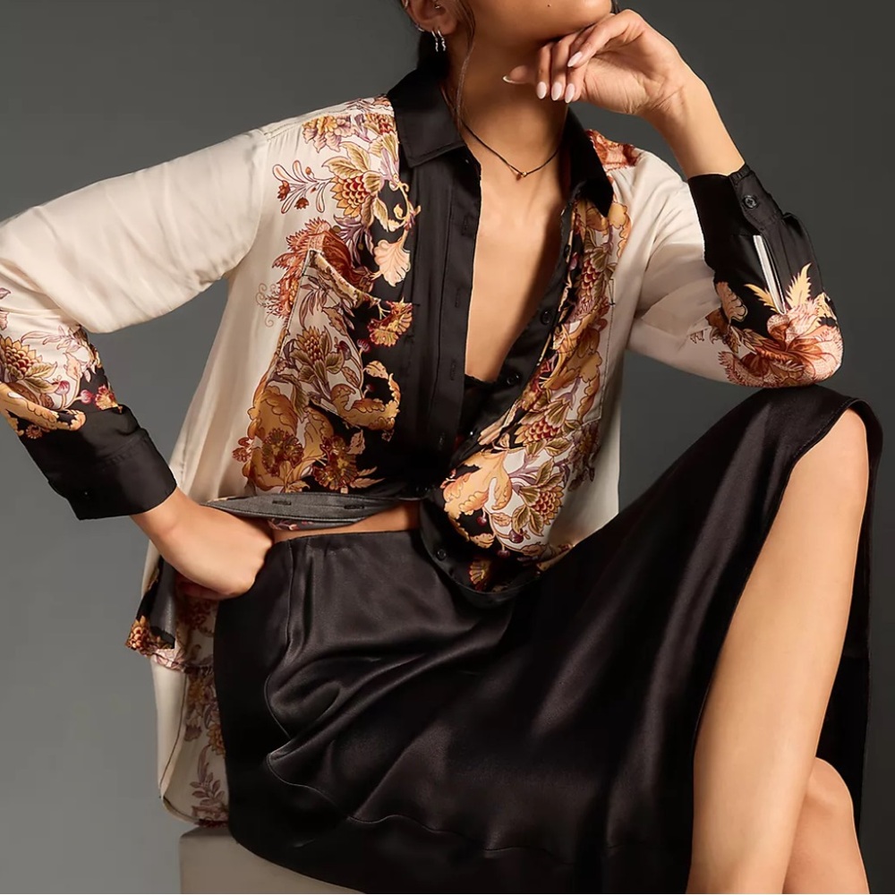 NWOT Anthropologie relaxed Buttondown Blouse Size SP